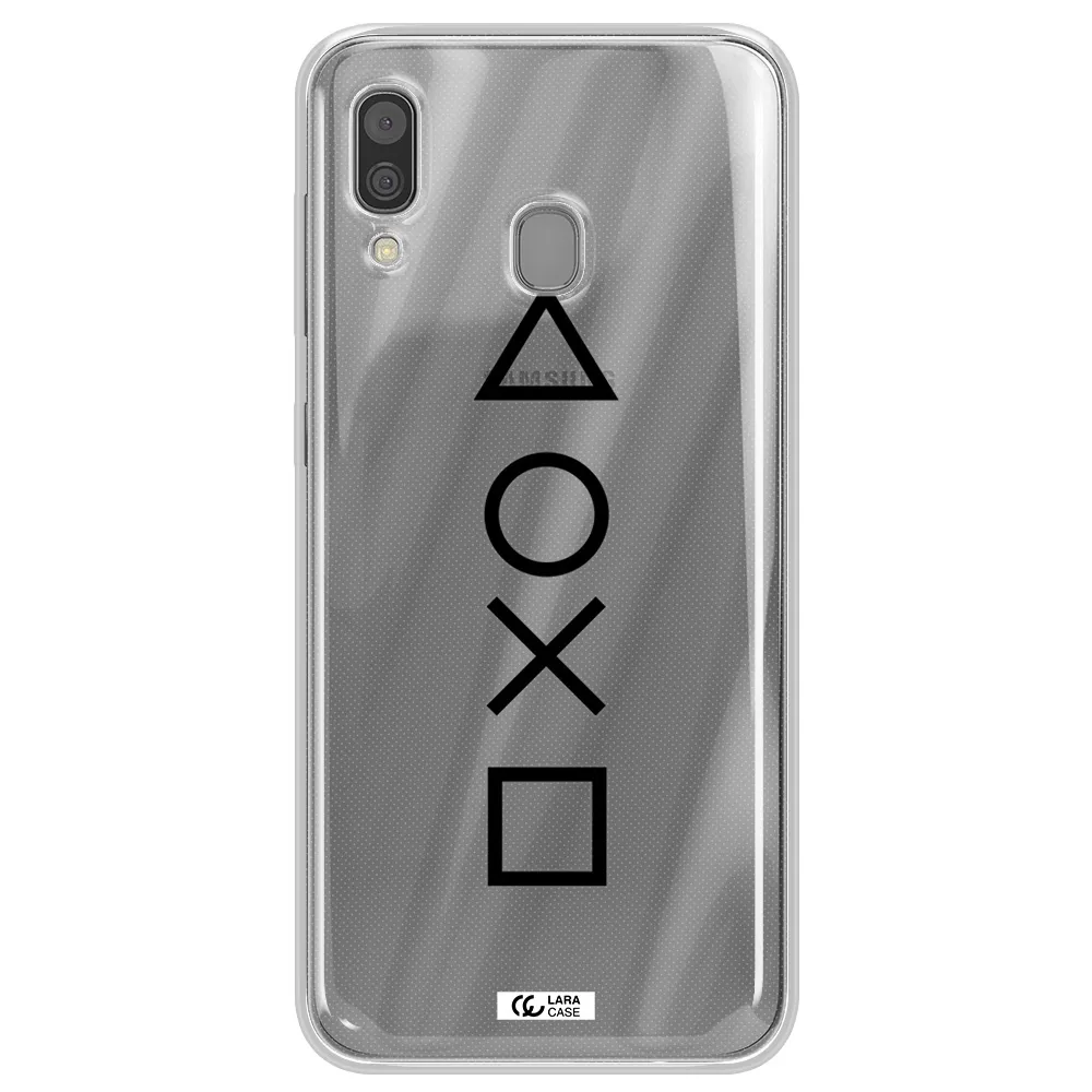 a black and white symbol Samsung A30 Clear TPU Case