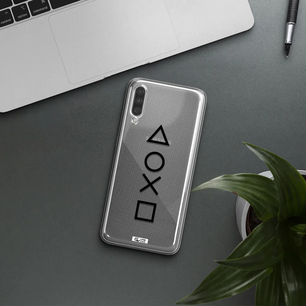 a black and white symbol Samsung A30S Clear TPU Case