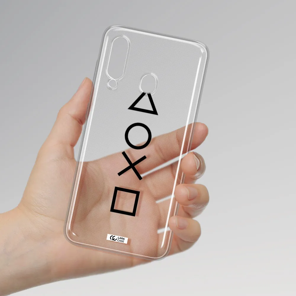 a black and white symbol Samsung A60 Clear TPU Case