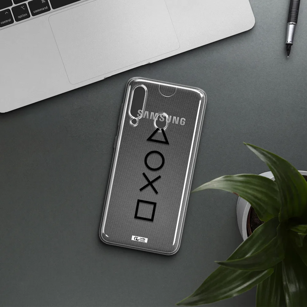 a black and white symbol Samsung A60 Clear TPU Case