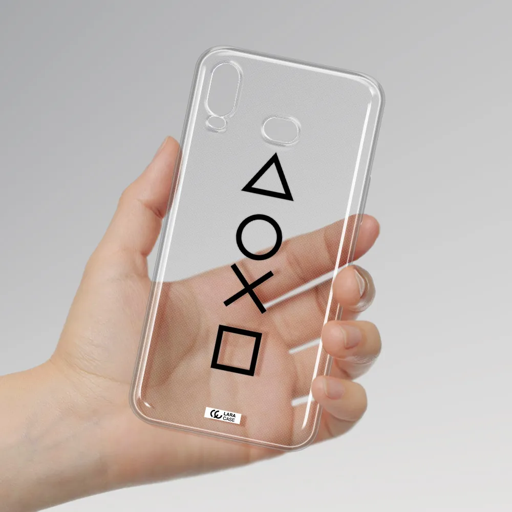 a black and white symbol Samsung A6S Clear TPU Case