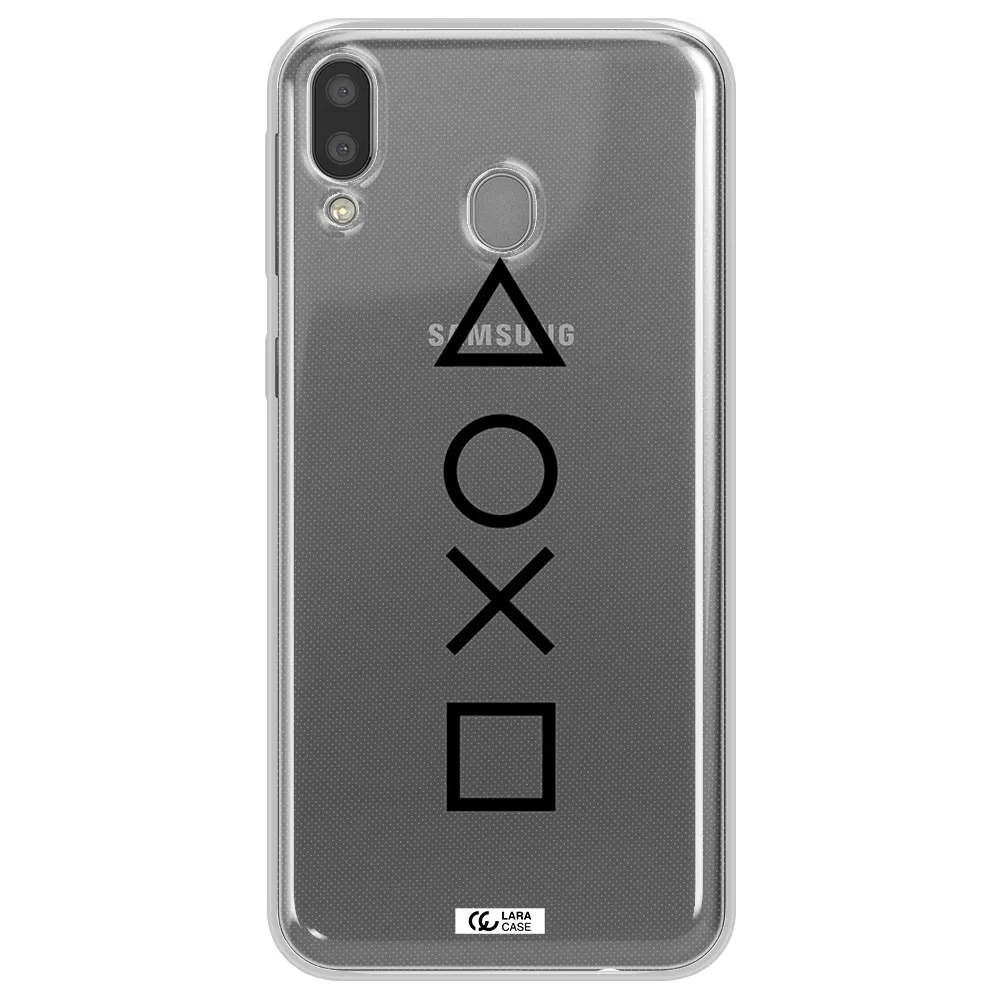 a black and white symbol Samsung M20 Clear TPU Case