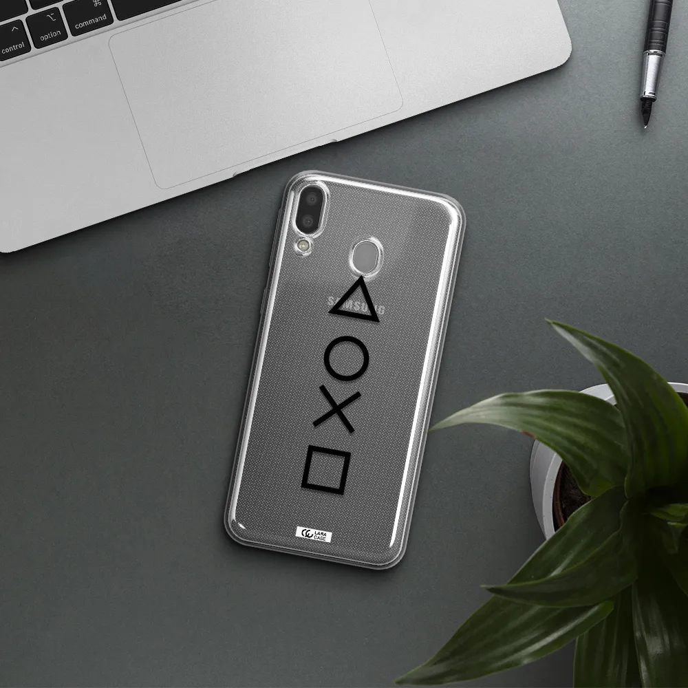 a black and white symbol Samsung M20 Clear TPU Case