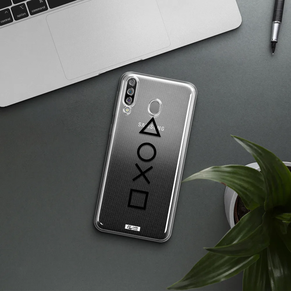 a black and white symbol Samsung M30 Clear TPU Case