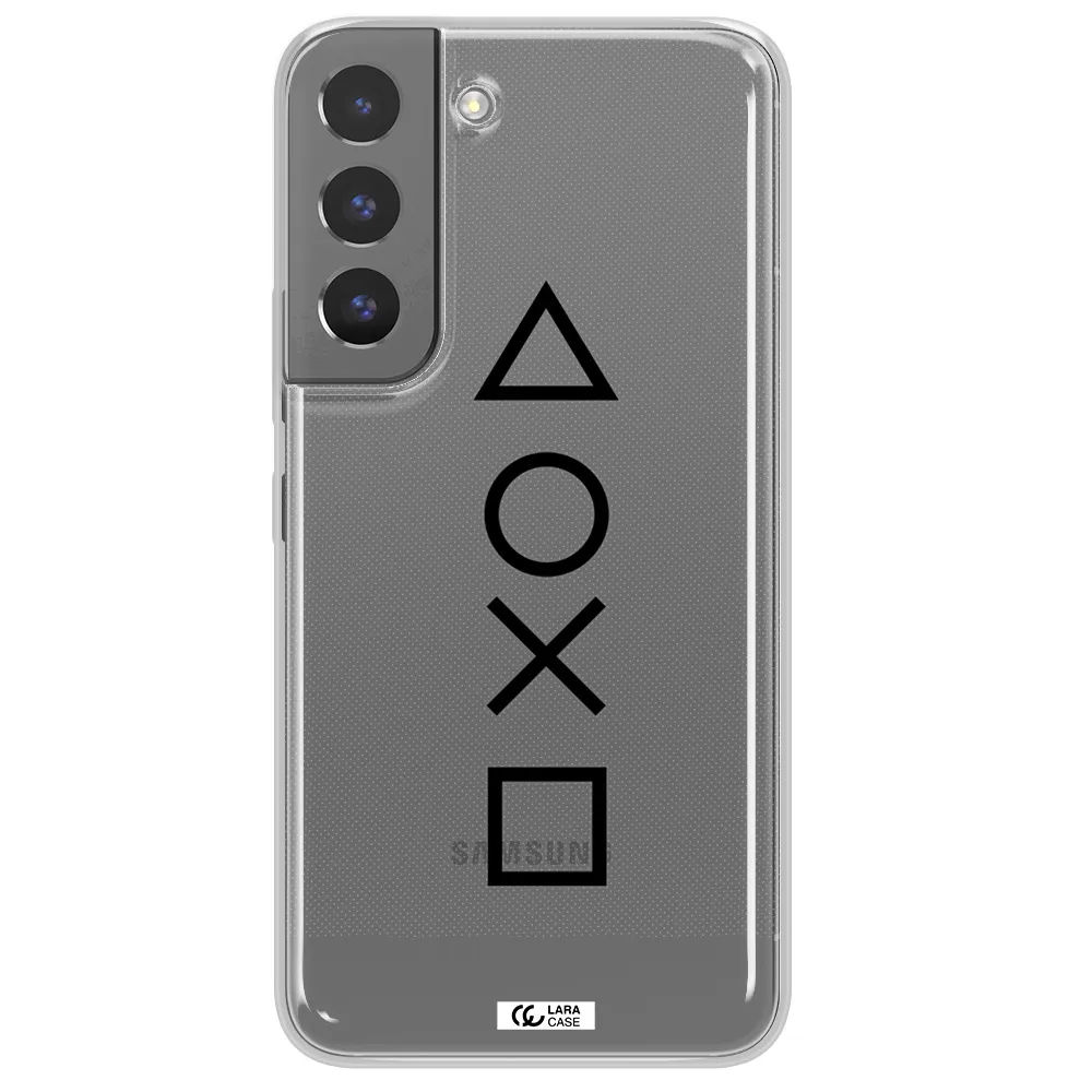 a black and white symbol Samsung S 22 Plus Clear TPU Case