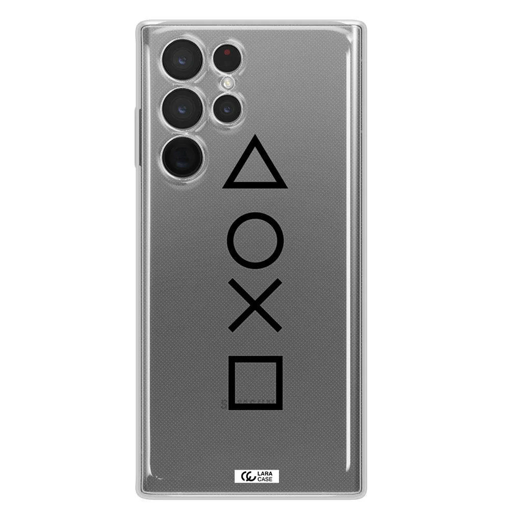 a black and white symbol Samsung S 22 Ultra Clear TPU Case