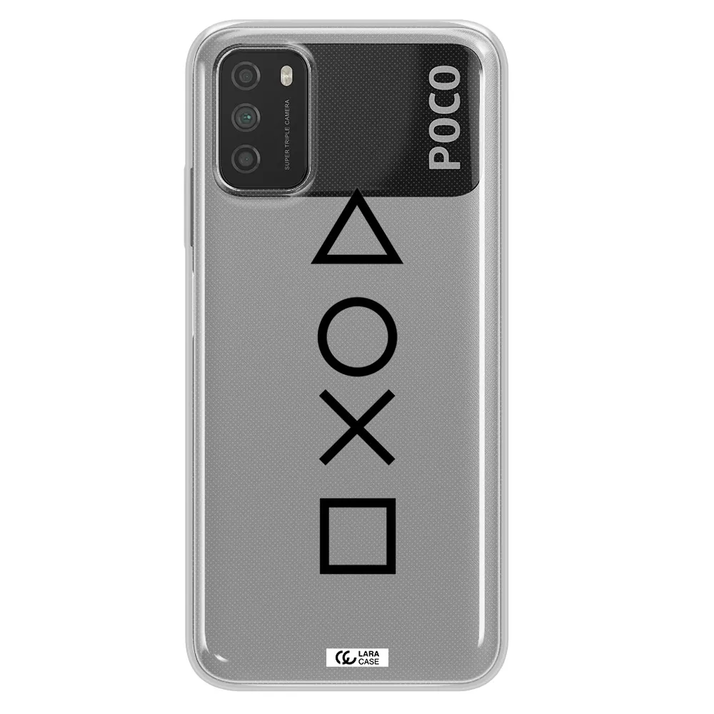 a black and white symbol Xiaomi Poco M3 Clear TPU Case
