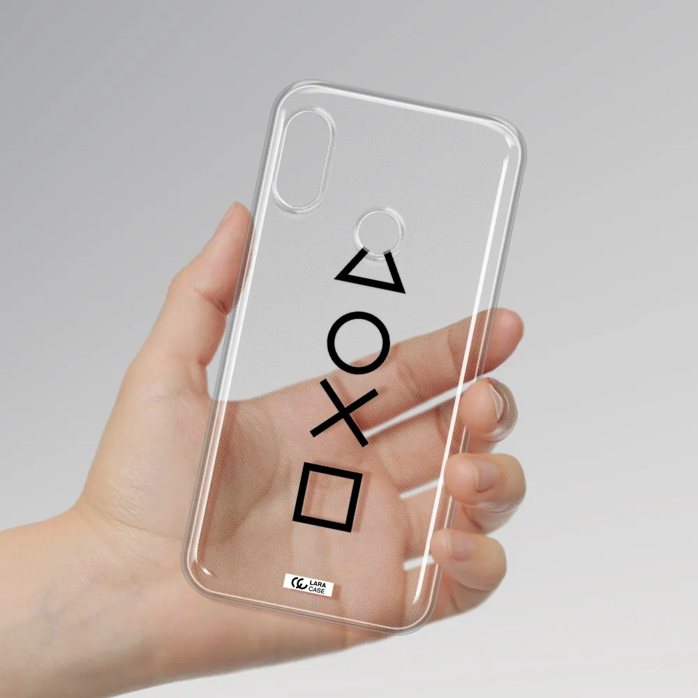 a black and white symbol Xiaomi Redmi 6 Pro Clear TPU Case