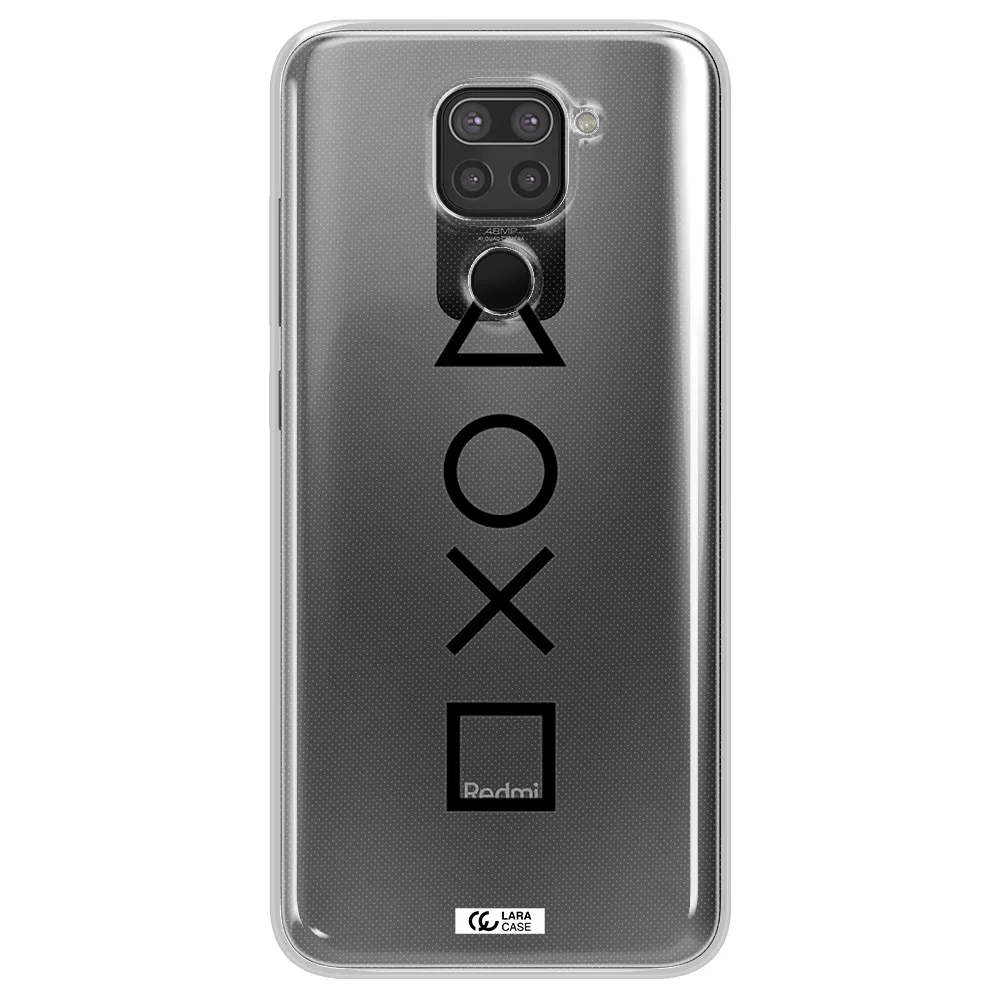 a black and white symbol Xiaomi Redmi Note 9 Clear TPU Case