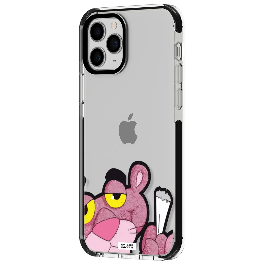 a cartoon of a pink bear Apple iPhone 11 pro impact black border Case