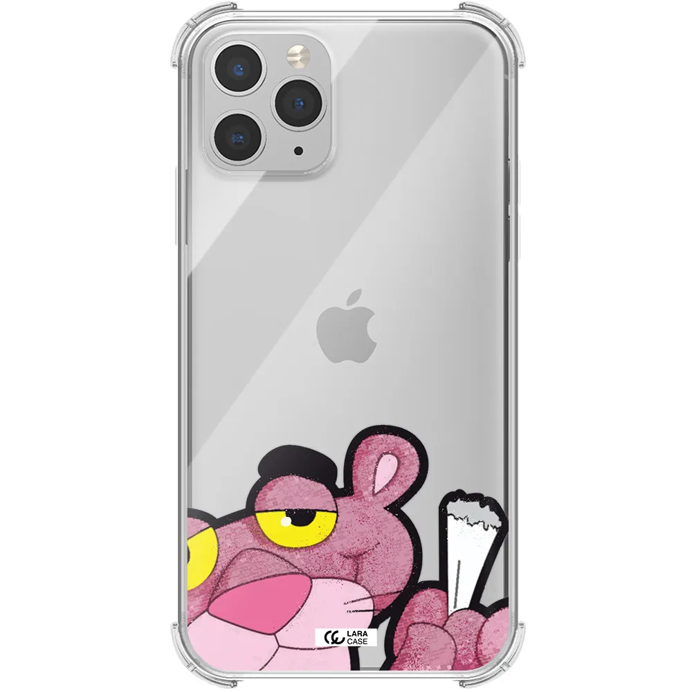 a cartoon of a pink bear Apple iPhone 11 pro max Clear PC Case