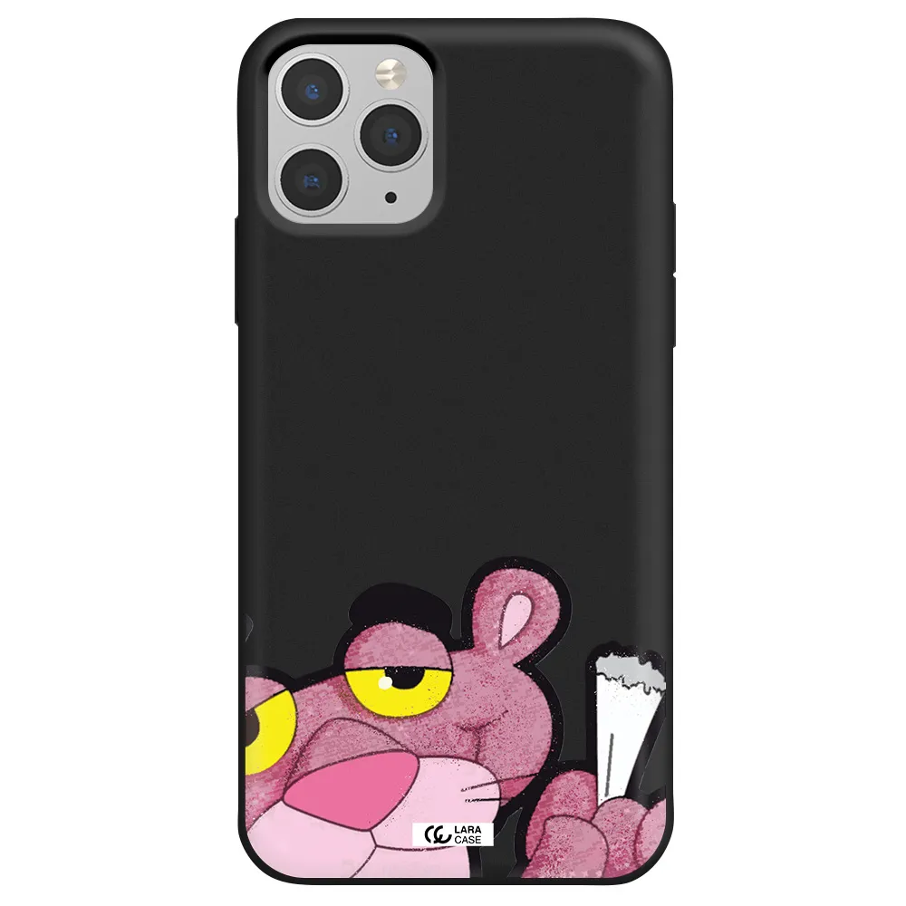 a cartoon of a pink bear Apple iPhone 11 pro Silicone black Case