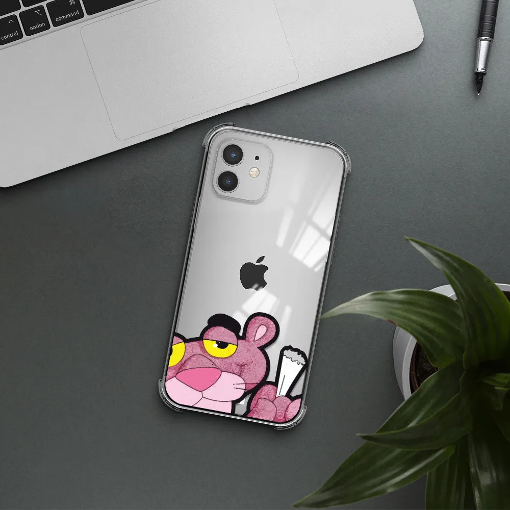 a cartoon of a pink bear Apple iPhone 12 mini Clear PC Case
