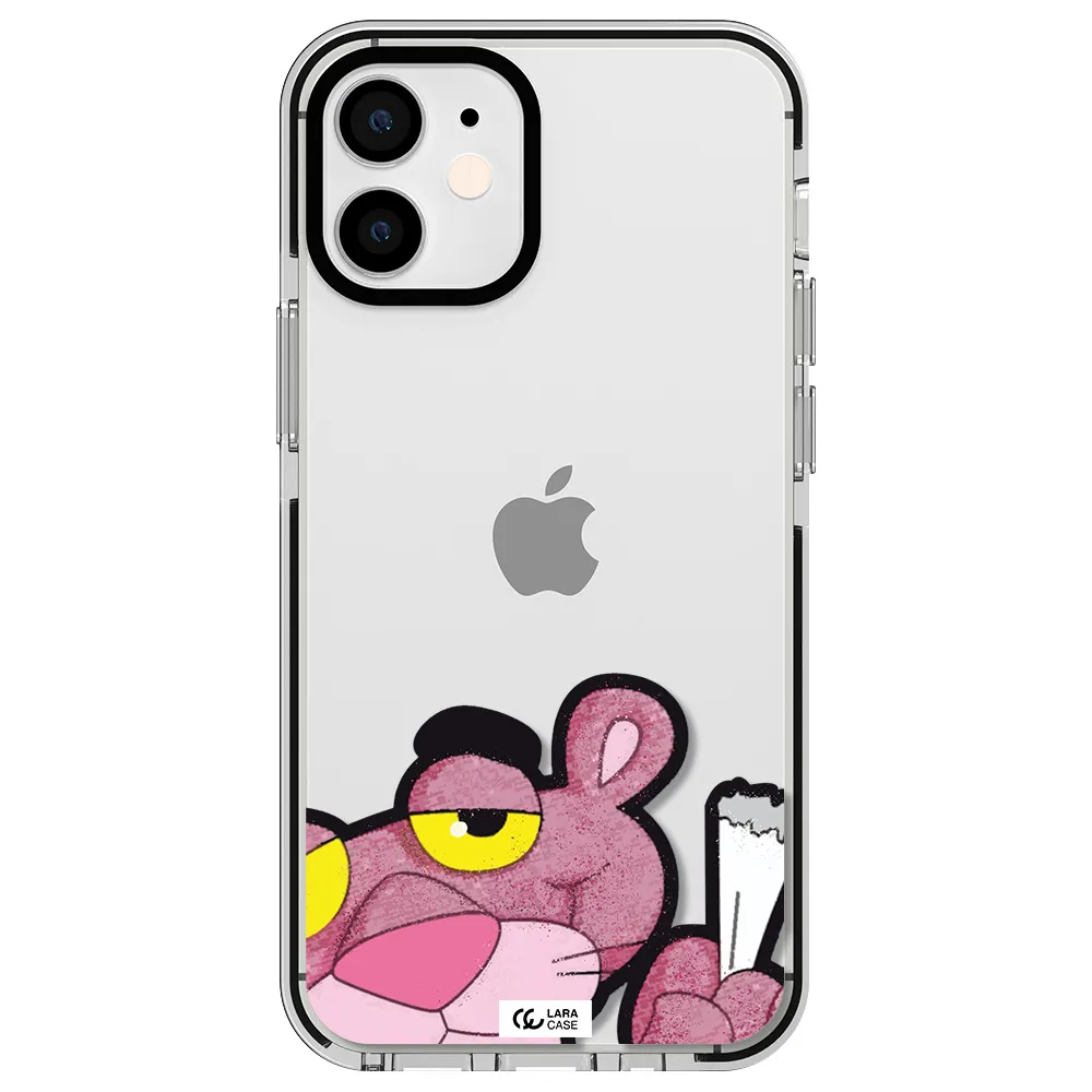 a cartoon of a pink bear Apple iPhone 12 mini impact black border Case