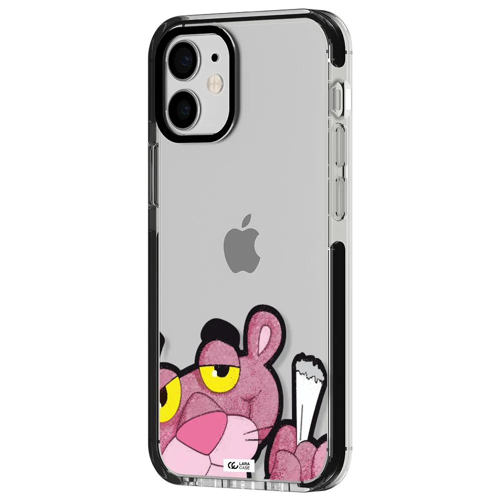 a cartoon of a pink bear Apple iPhone 12 mini impact black border Case