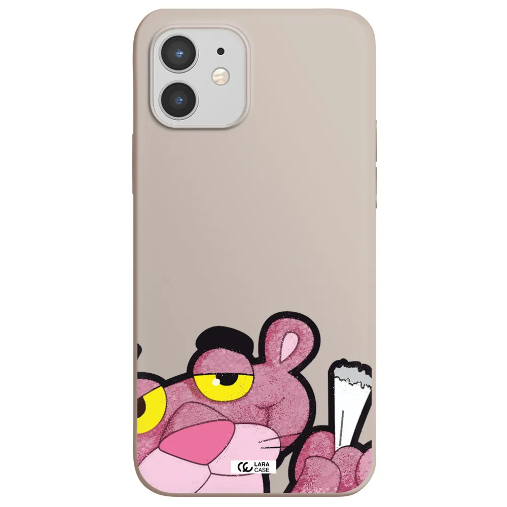 a cartoon of a pink bear Apple iPhone 12 mini Silicone Stone Case
