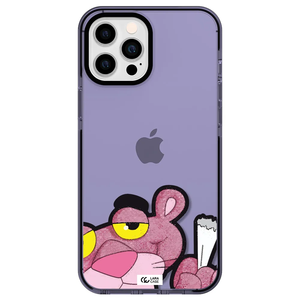 a cartoon of a pink bear Apple iPhone 12 pro max impact Lilac Case