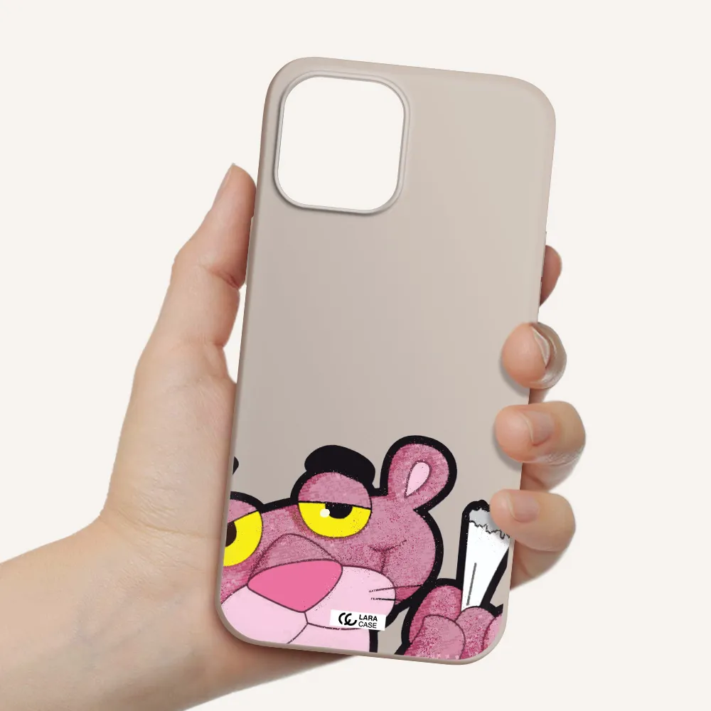 a cartoon of a pink bear Apple iPhone 12 pro max Silicone Stone Case