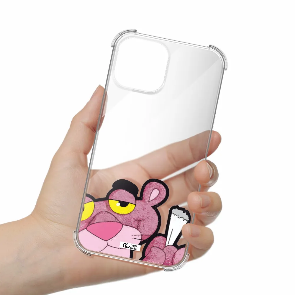 a cartoon of a pink bear Apple iPhone 13 Clear PC Case