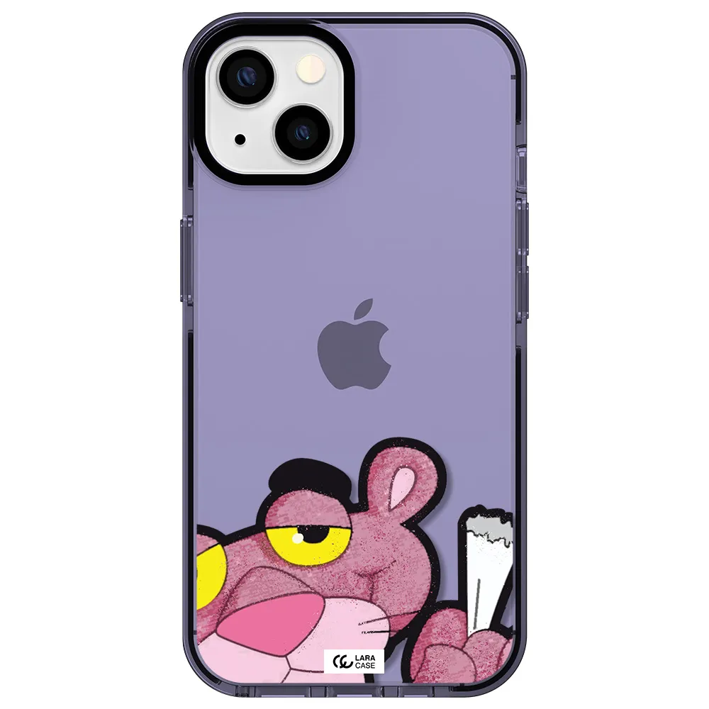 a cartoon of a pink bear Apple iPhone 13 impact Lilac Case
