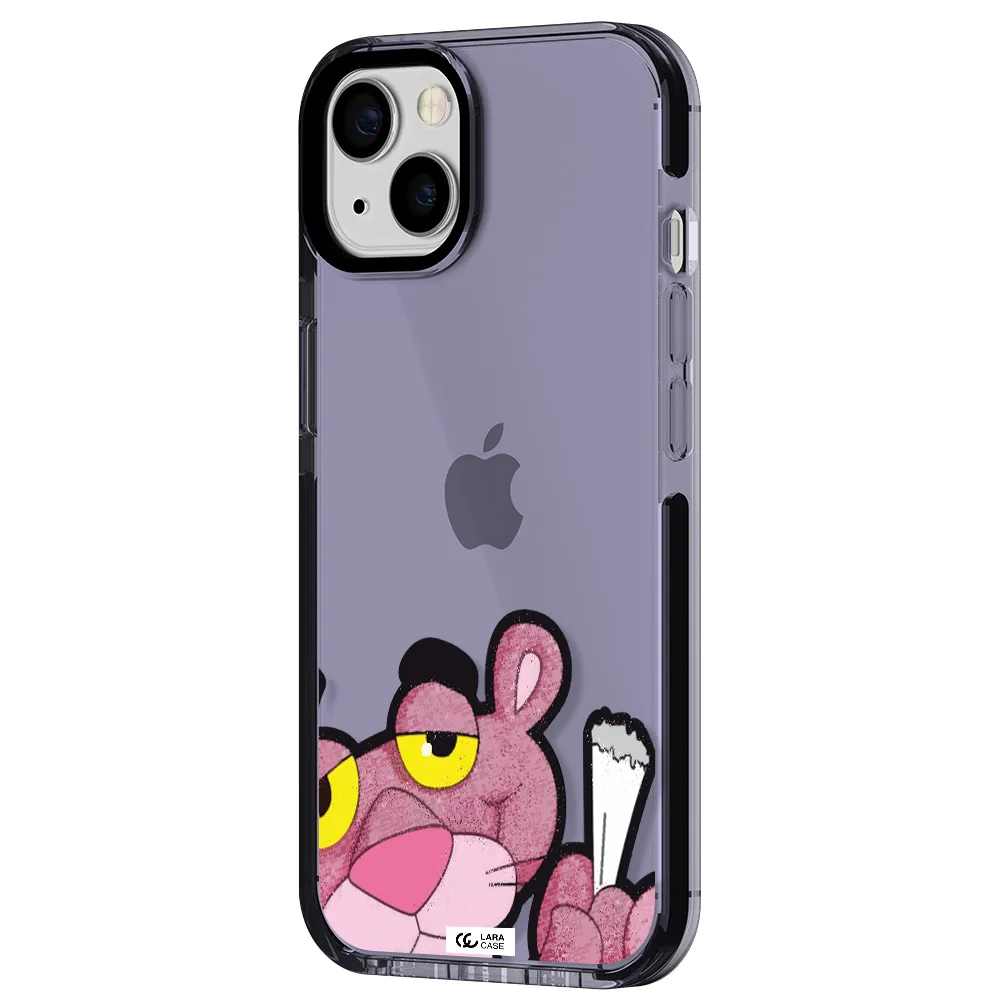 a cartoon of a pink bear Apple iPhone 13 impact Lilac Case