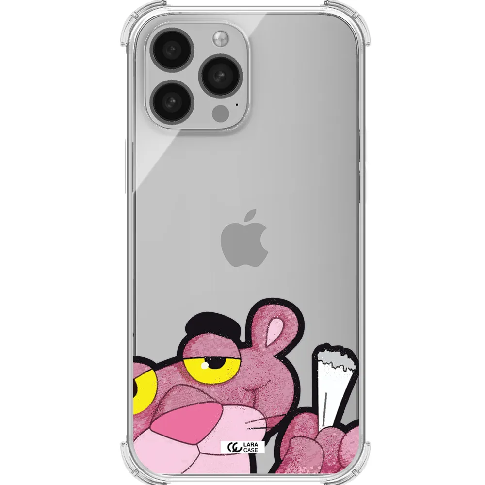 a cartoon of a pink bear Apple iPhone 13 Pro Clear PC Case