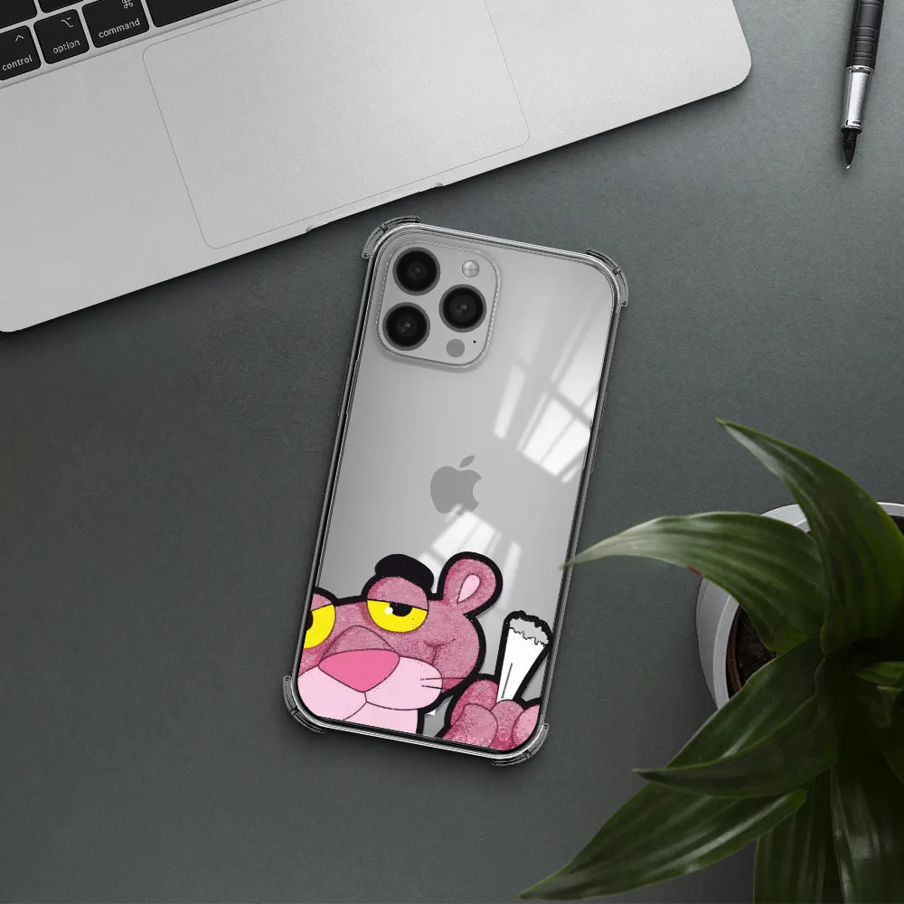 a cartoon of a pink bear Apple iPhone 13 Pro Clear PC Case
