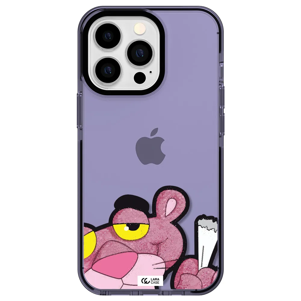 a cartoon of a pink bear Apple iPhone 13 Pro impact Lilac Case