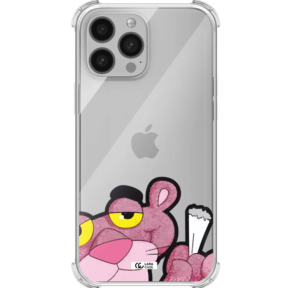 a cartoon of a pink bear Apple iPhone 13 Pro Max Clear PC Case