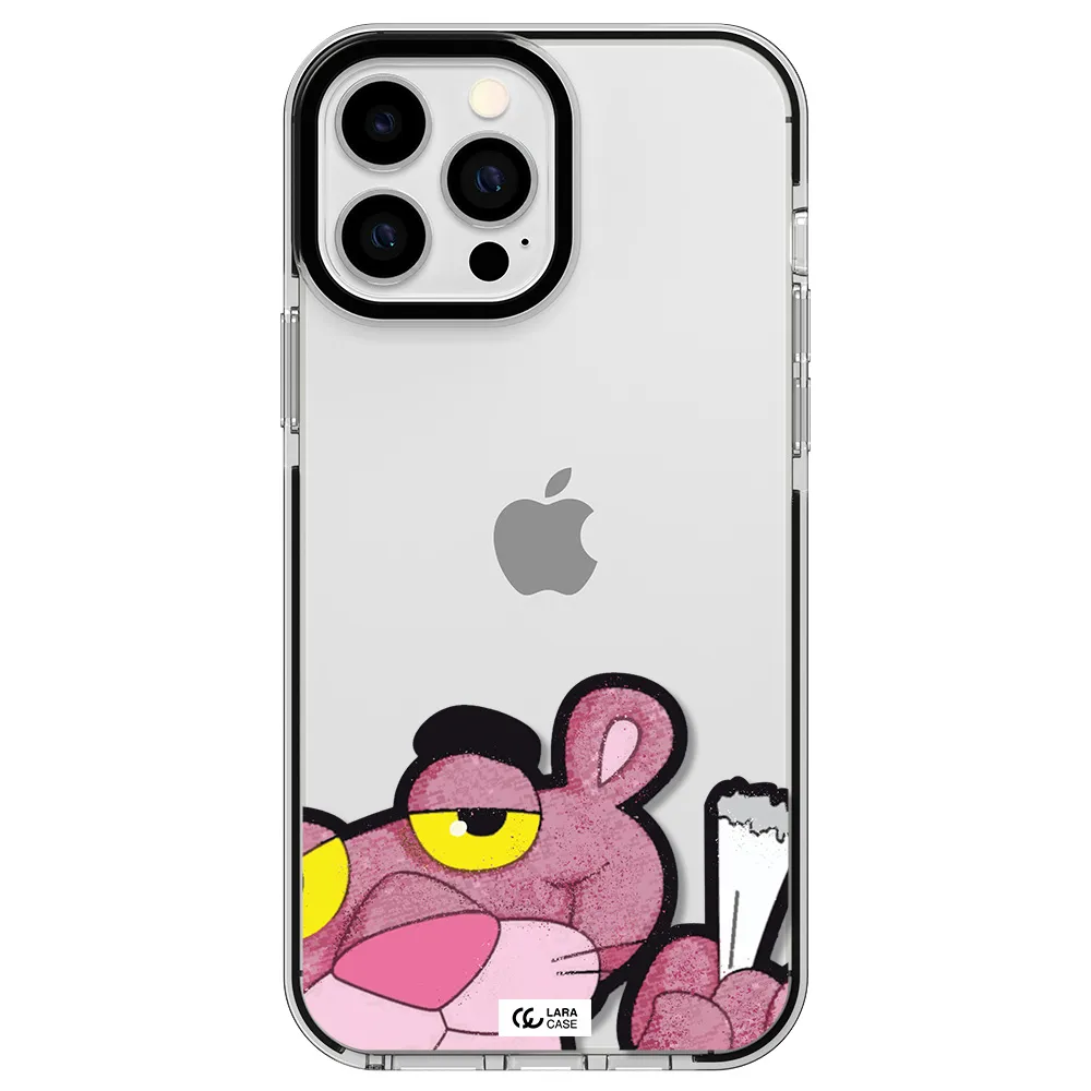 a cartoon of a pink bear Apple iPhone 13 Pro Max impact black border Case