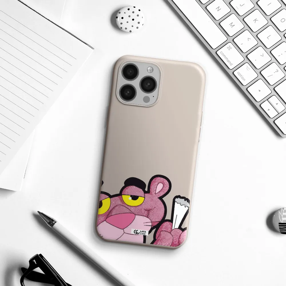 a cartoon of a pink bear Apple iPhone 13 Pro Max Silicone Stone Case