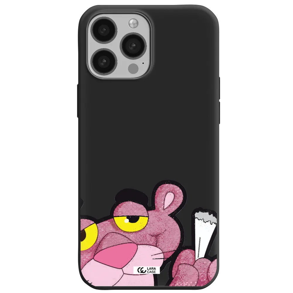 a cartoon of a pink bear Apple iPhone 13 Pro Silicone black Case