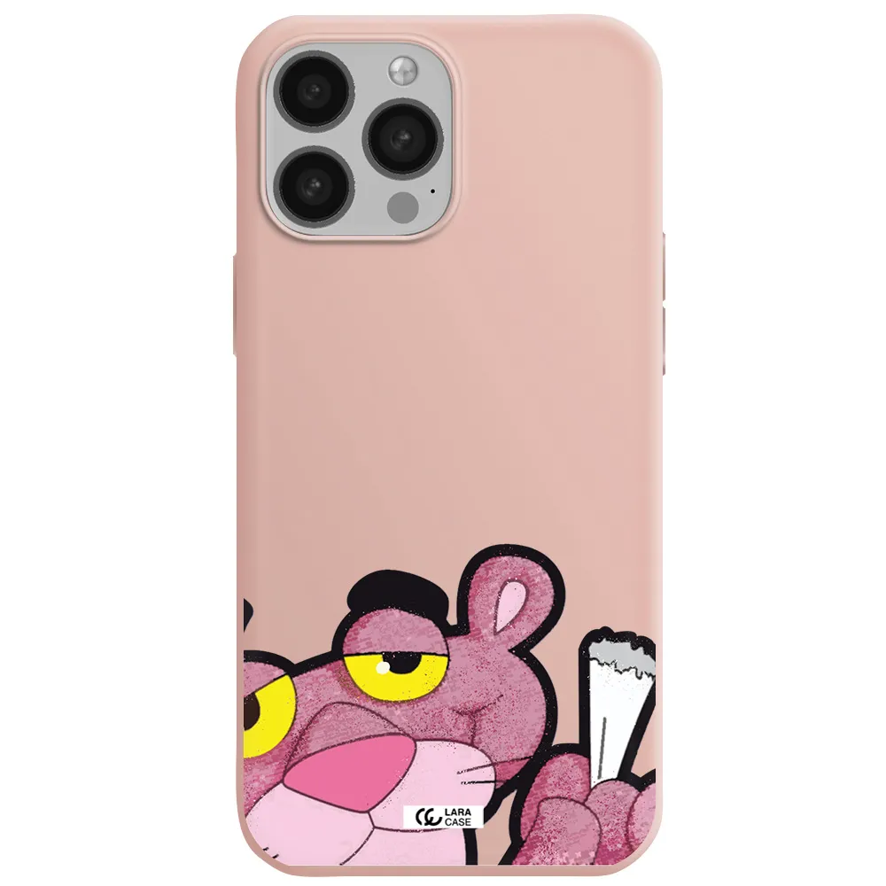 a cartoon of a pink bear Apple iPhone 13 Pro Silicone pastel pink Case