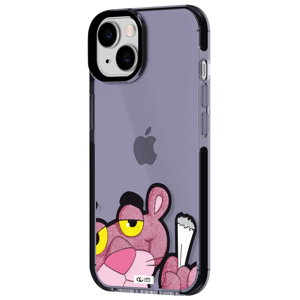 a cartoon of a pink bear Apple iPhone 14 impact Lilac Case