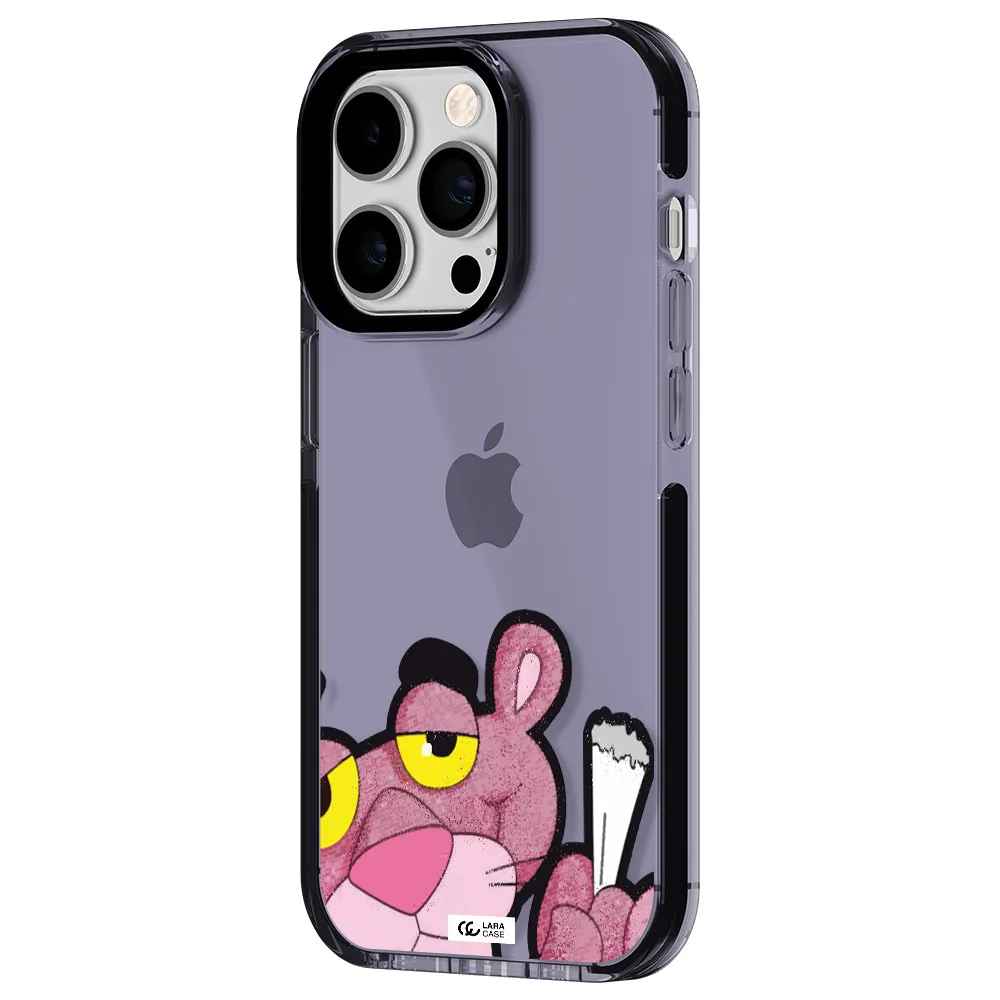 a cartoon of a pink bear Apple iPhone 14 pro impact Lilac Case