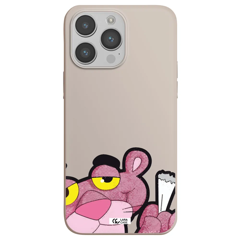 a cartoon of a pink bear Apple iPhone 14 pro Silicone Stone Case