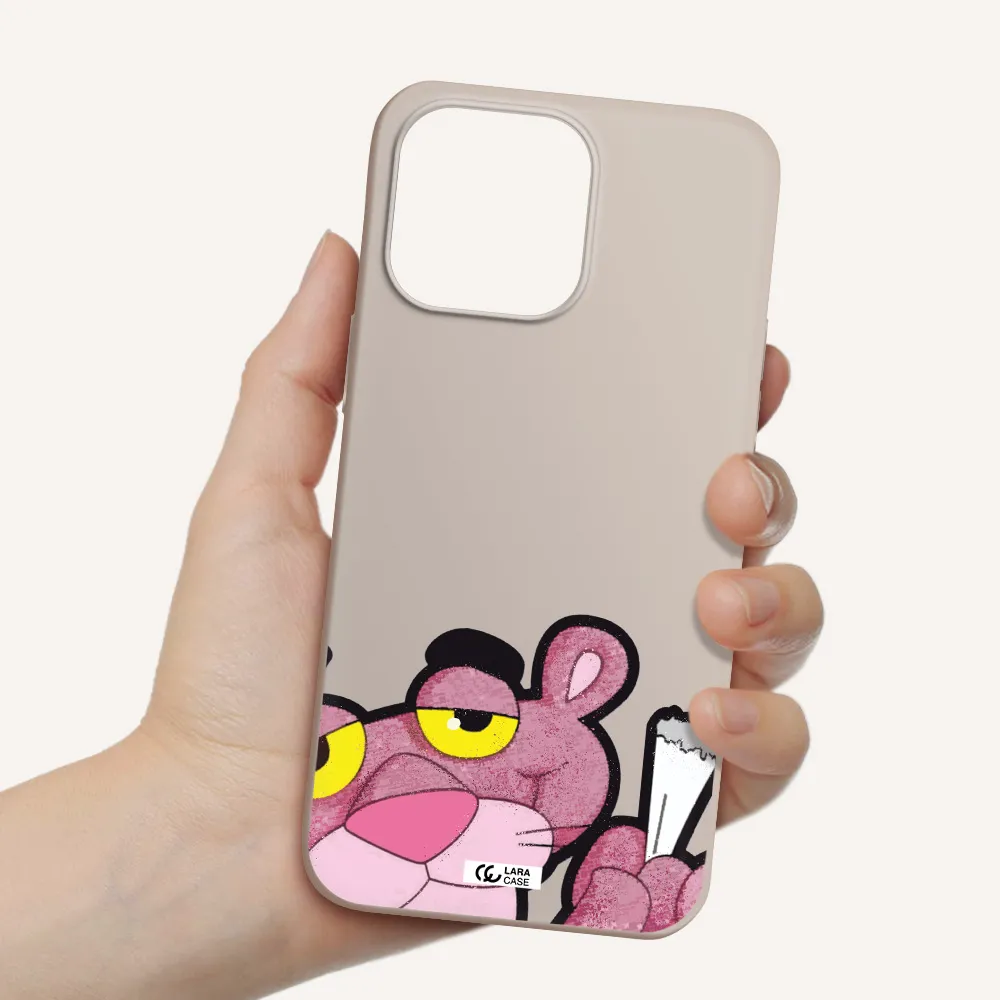 a cartoon of a pink bear Apple iPhone 14 pro Silicone Stone Case