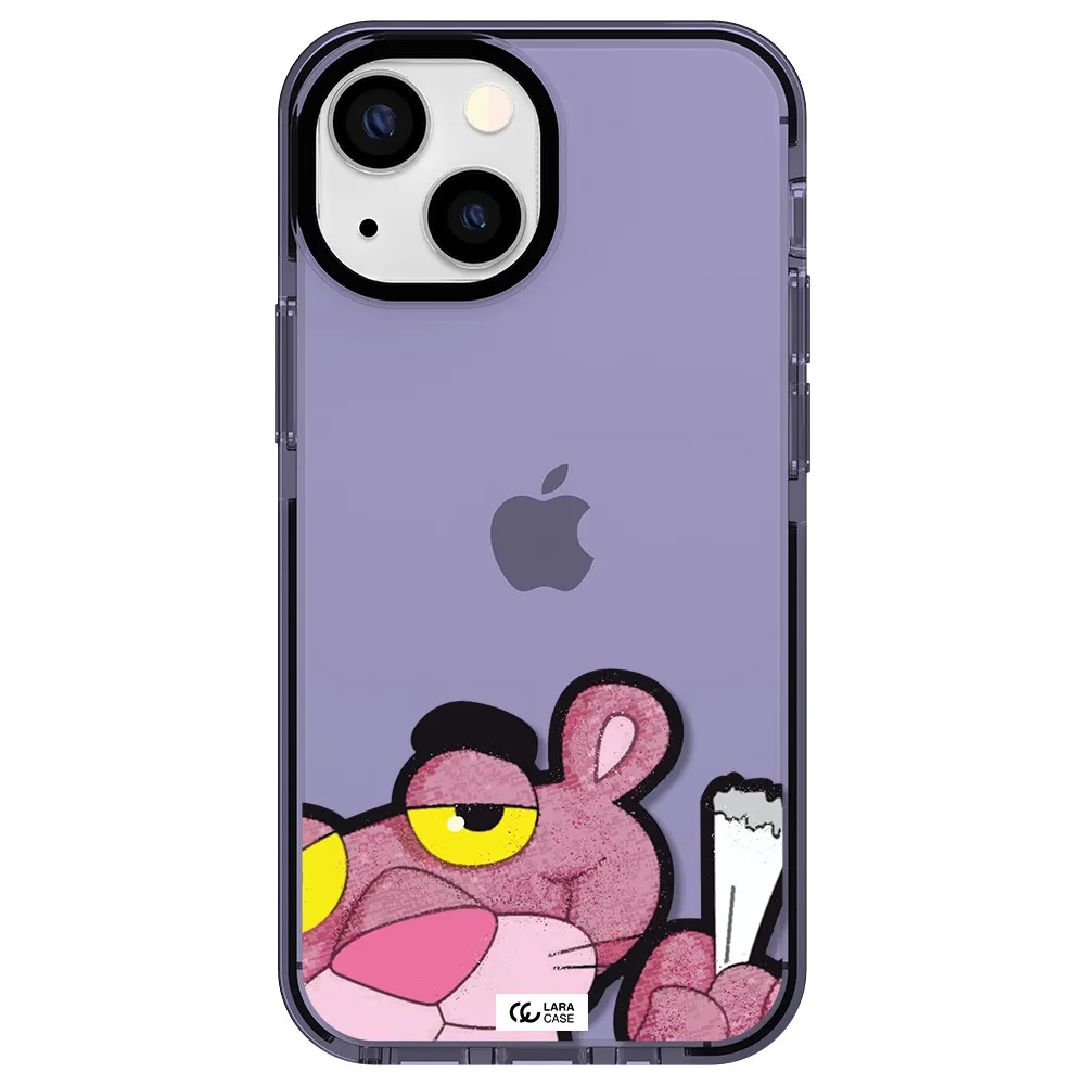 a cartoon of a pink bear Apple iPhone 15 impact Lilac Case
