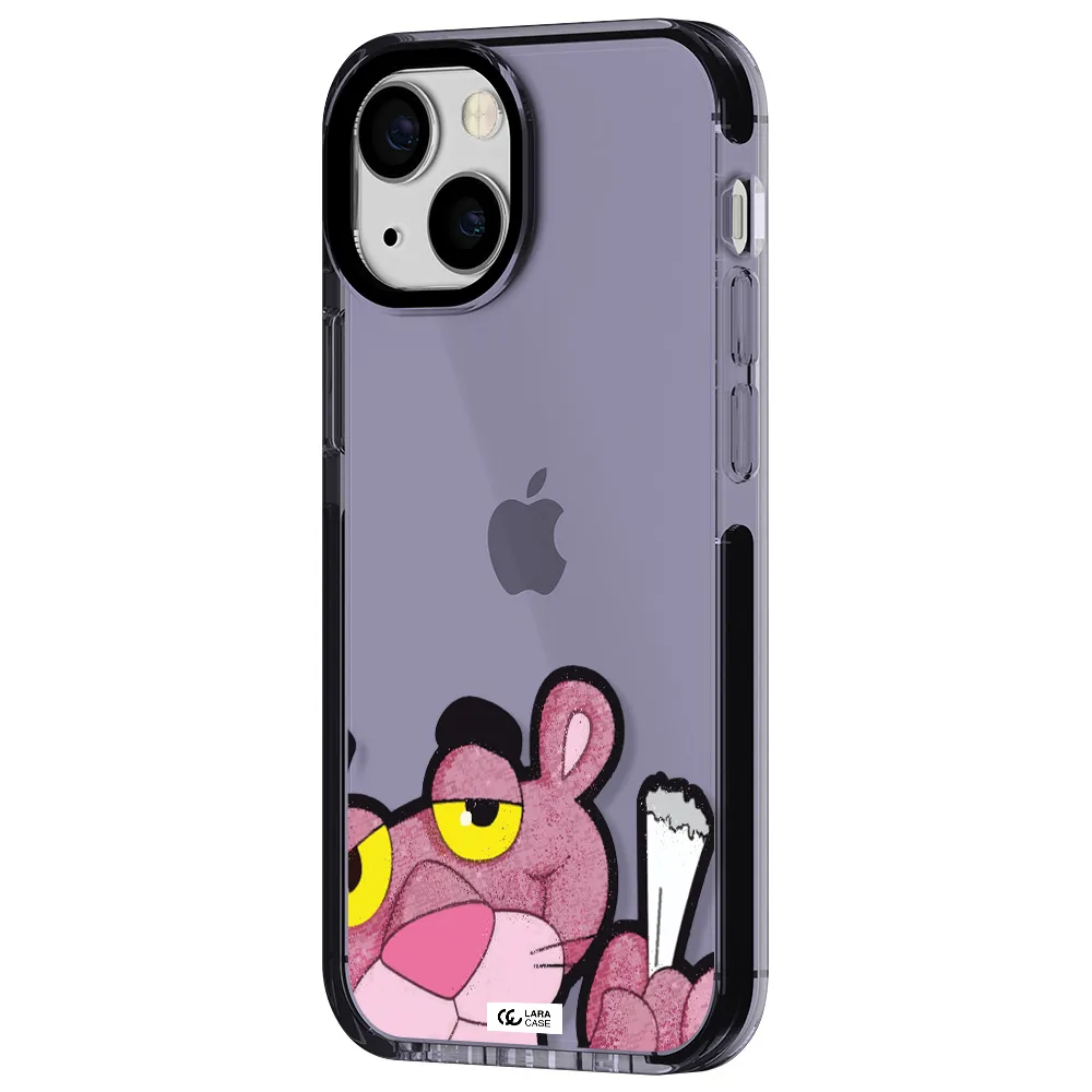a cartoon of a pink bear Apple iPhone 15 impact Lilac Case