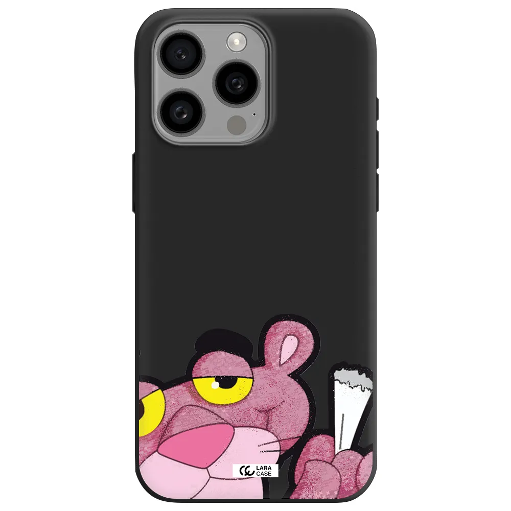 a cartoon of a pink bear Apple Iphone 15 Pro max Silicone black Case