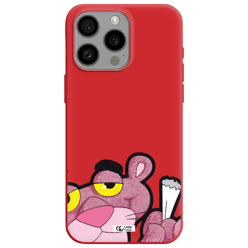 A Cartoon Of A Pink Bear Apple Iphone 15 Pro Max Silicone Imperial Red Case