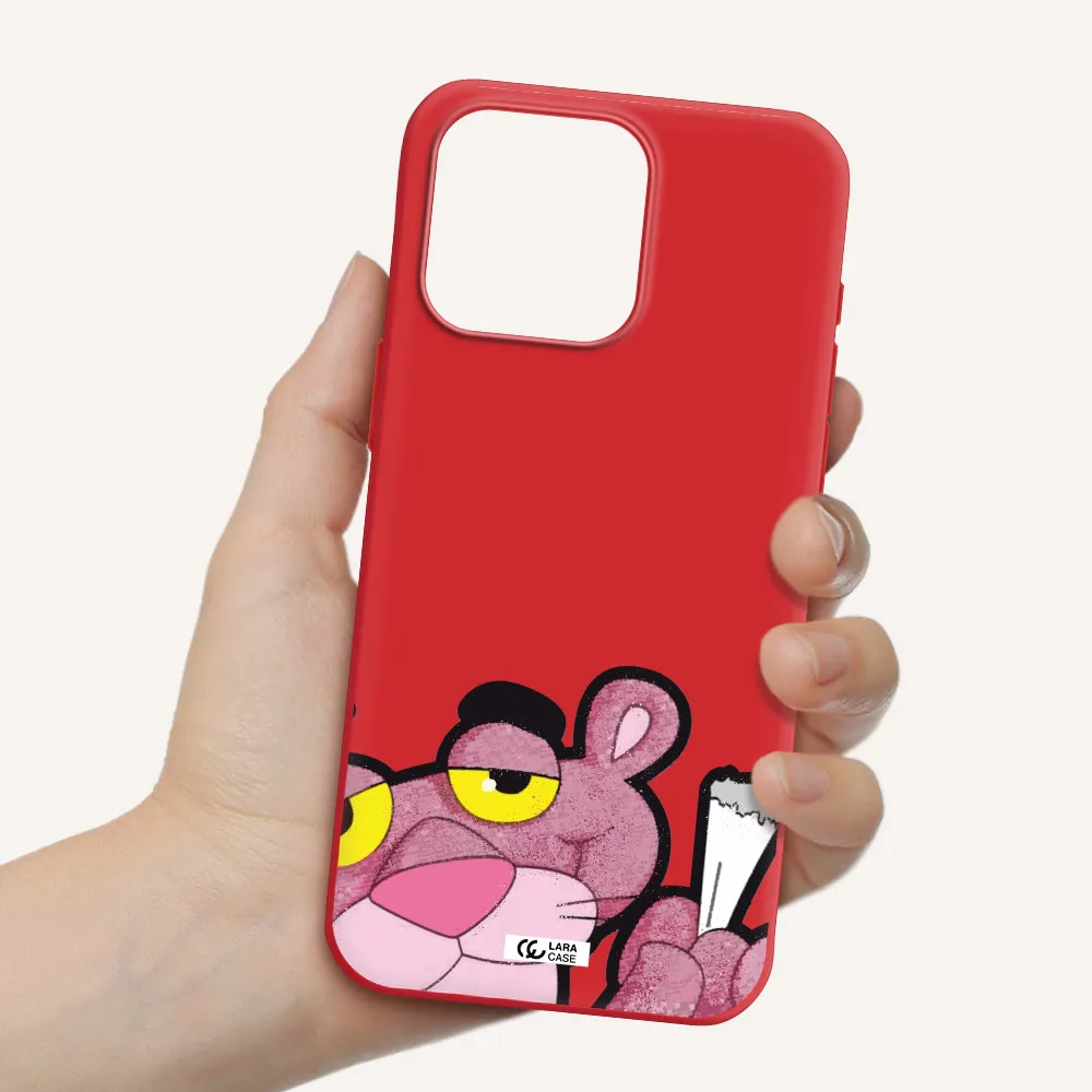 A Cartoon Of A Pink Bear Apple Iphone 15 Pro Max Silicone Imperial Red Case