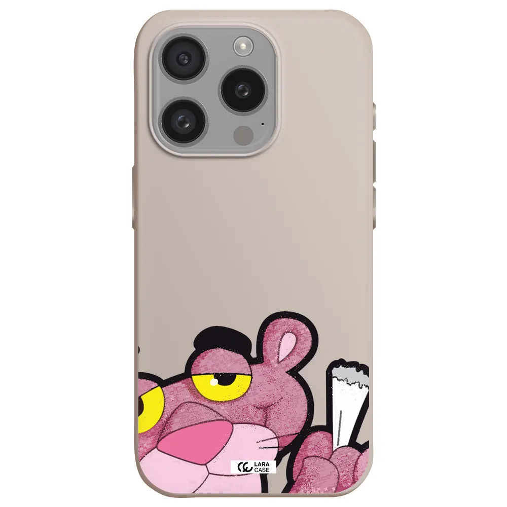 A Cartoon Of A Pink Bear Apple Iphone 15 Pro Silicone Stone Case
