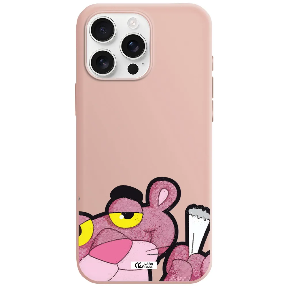 A Cartoon Of A Pink Bear Apple Iphone 16 Pro Max Silicone Pastel Pink Case