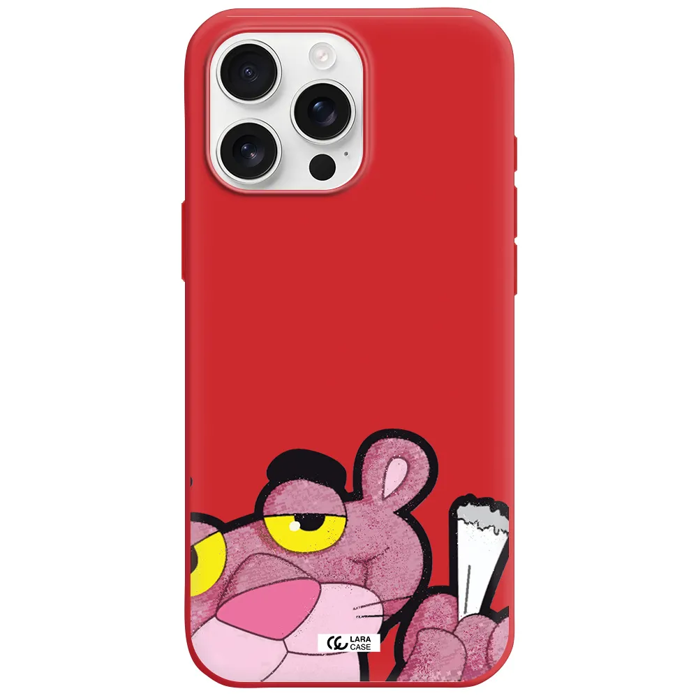 A Cartoon Of A Pink Bear Apple Iphone 16 Pro Max Silicone Stone Case