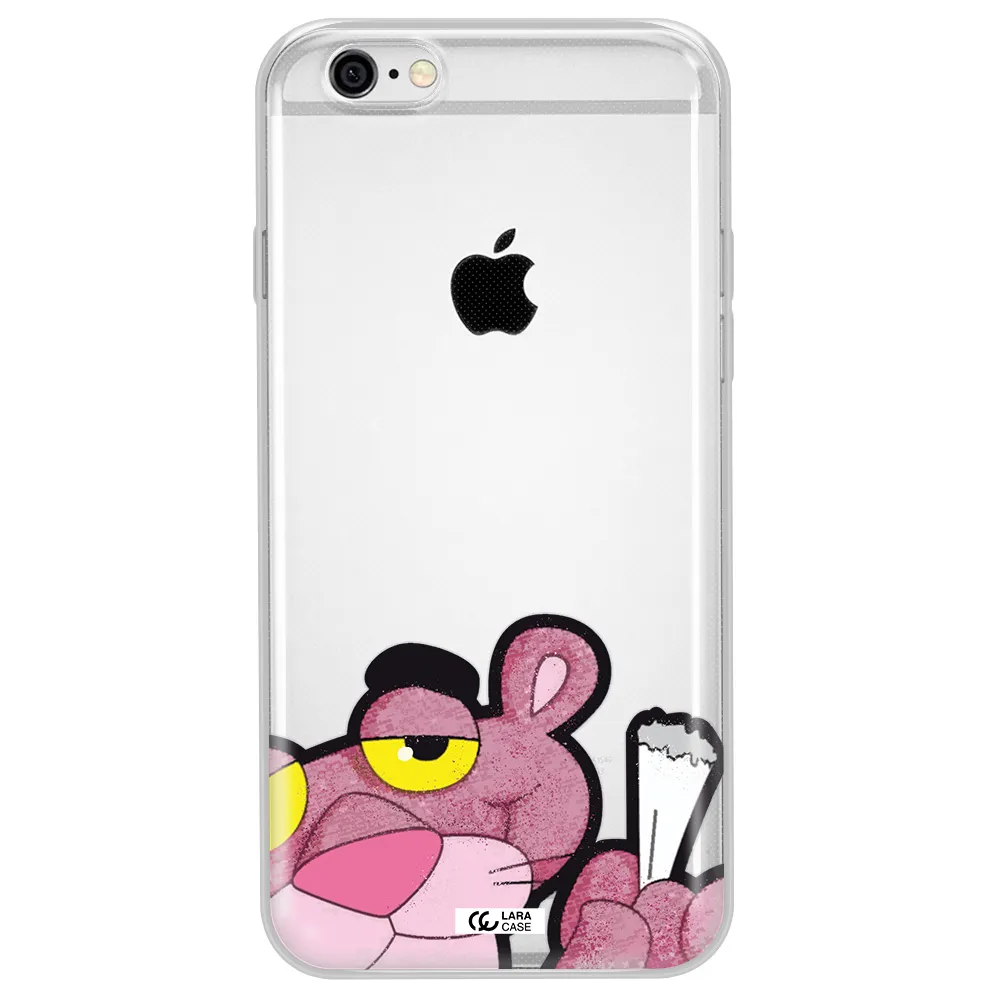 a cartoon of a pink bear Apple iPhone 6 Clear TPU Case