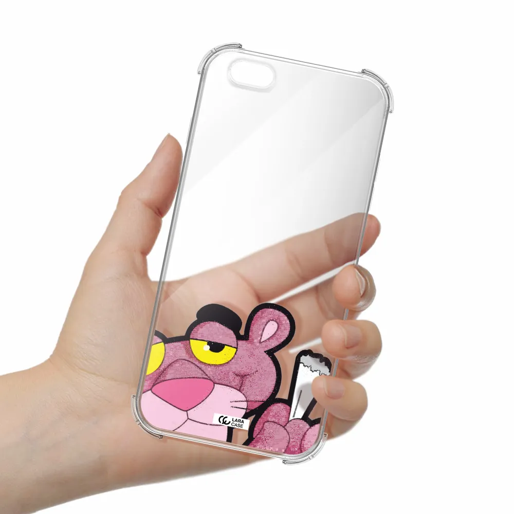 a cartoon of a pink bear Apple iPhone 6 plus Clear PC Case