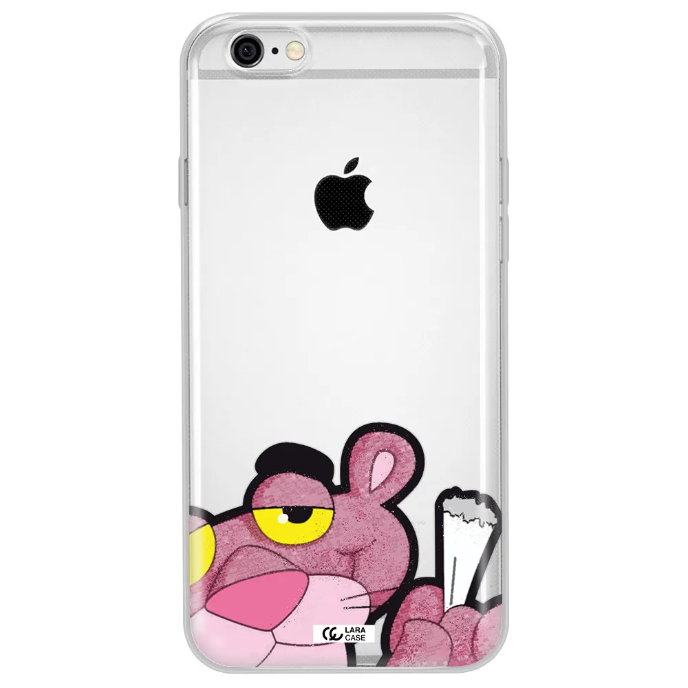 a cartoon of a pink bear Apple iPhone 6 plus Clear TPU Case