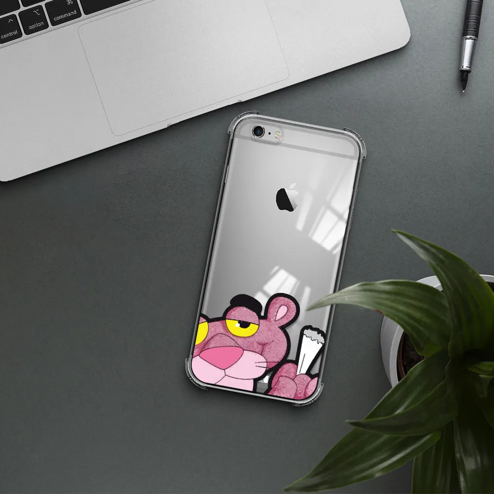 a cartoon of a pink bear Apple iPhone 6 s plus Clear PC Case