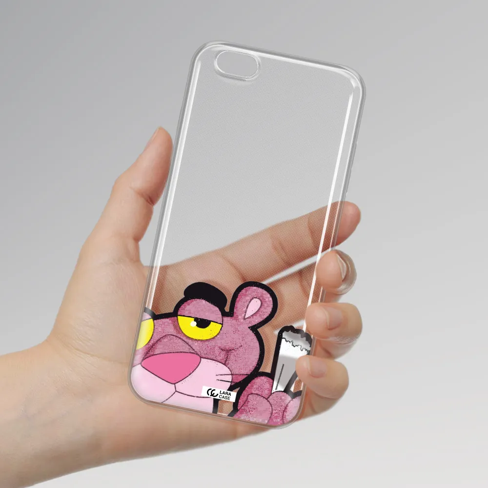 a cartoon of a pink bear Apple iPhone 6 s plus Clear TPU Case